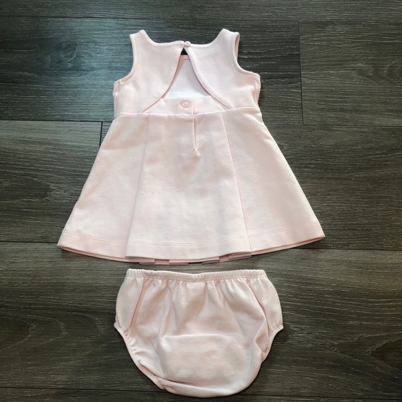 Janie And Jack Blush Pink Bow Easter Dress With Bloomers Baby Girls Size 6-12 M - Picture 7 of 7